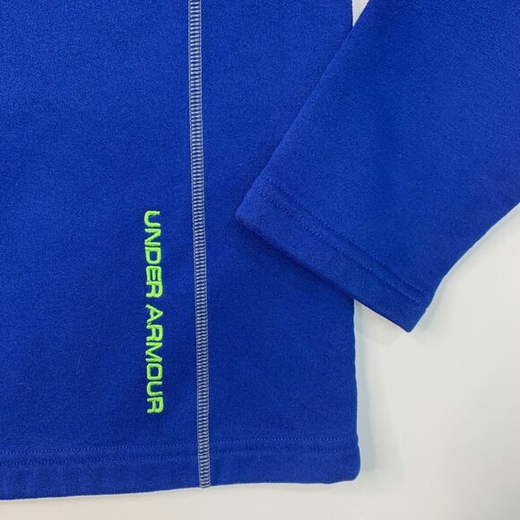 Under Armour Sweater Mens S Small Royal Blue ColdGear 1/4 Zip Fleece Pullover - Picture 3 of 13